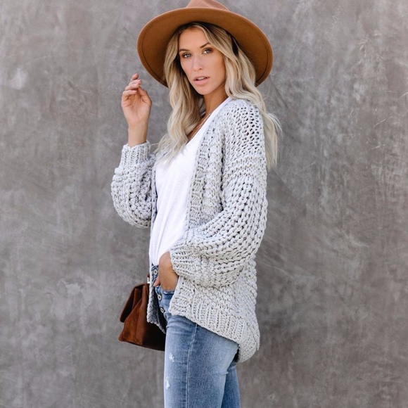 Hand Knit Chunky Cardigan - Picture 2 of 3